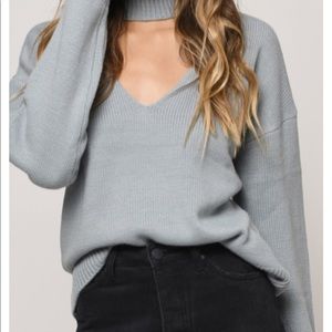 NEVER WORN. Blue cutout long sleeve sweater.